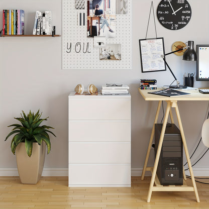 Ladekast – Dressoir – Opbergrek – Kledingkast – Sideboard – Wit – 4 Ruime Lades – MDF Met Waterafstotende Coating