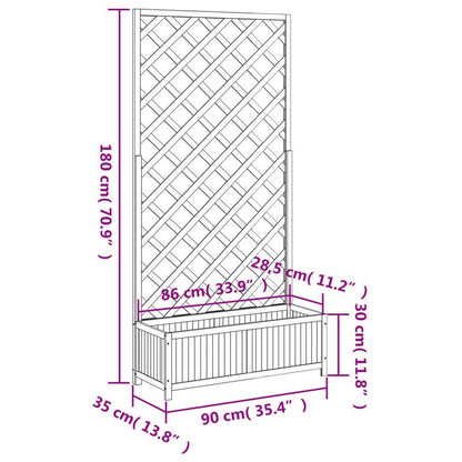 Brown Solid Fir Wood Plant Pot with Trellis | Small Apartment Balcony Festive Climbing Plants, Easy Assembly, Space-Saving, Modern Style, Plaid Pattern, Lacquered