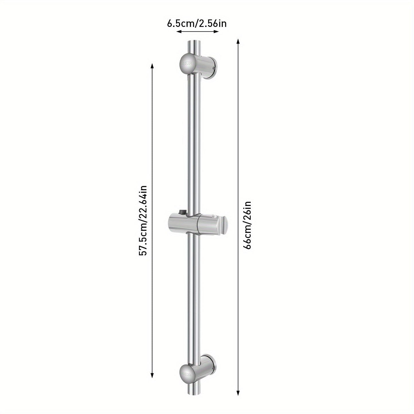 Doucheglijrail – Douchekophouder – Handdouchehouder – Douchehouder – Glijstang – Verstelbaar – RVS 304 Staal – 66 cm Lengte