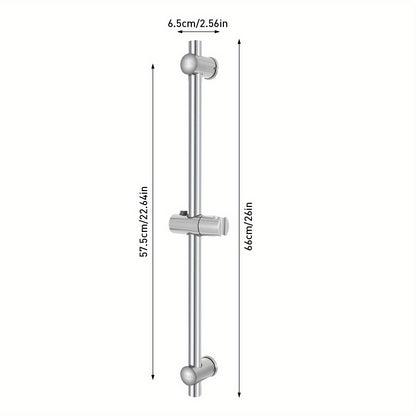 Doucheglijrail – Douchekophouder – Handdouchehouder – Douchehouder – Glijstang – Verstelbaar – RVS 304 Staal – 66 cm Lengte