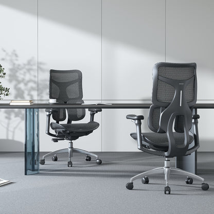 Ergonomische Bureaustoel – Bureaustoel Thuiswerk – Werkstoel – Kantoorstoel – Bureaustoel Wit – Dual Dynamic Lendensteun – 4D Verstelbare Armleuningen