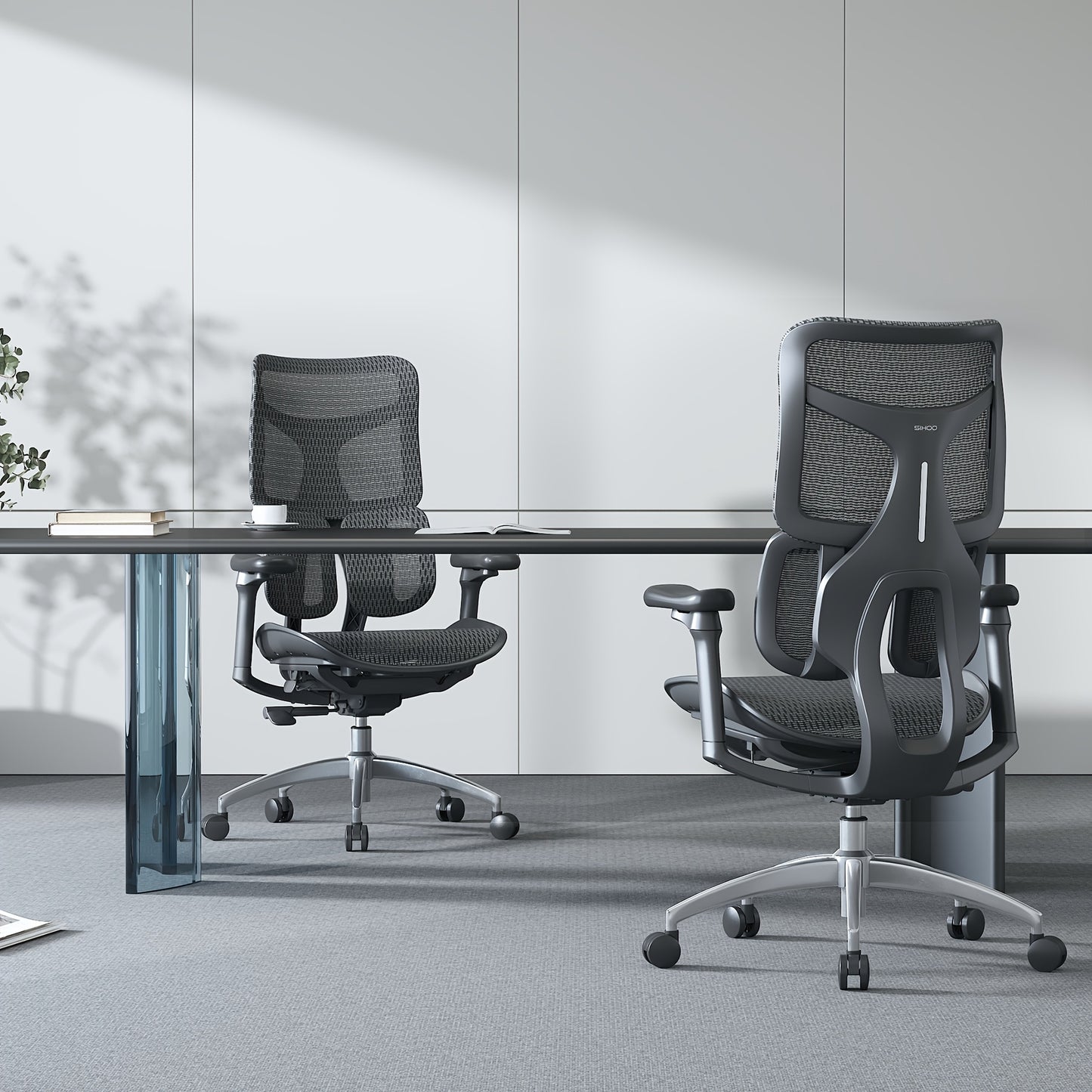 Ergonomische bureaustoel – Kantoorstoel – Werkstoel – Bureaustoel – Thuiswerkstoel – 4D verstelbare armleuningen – Duale dynamische lendensteun – Zwart