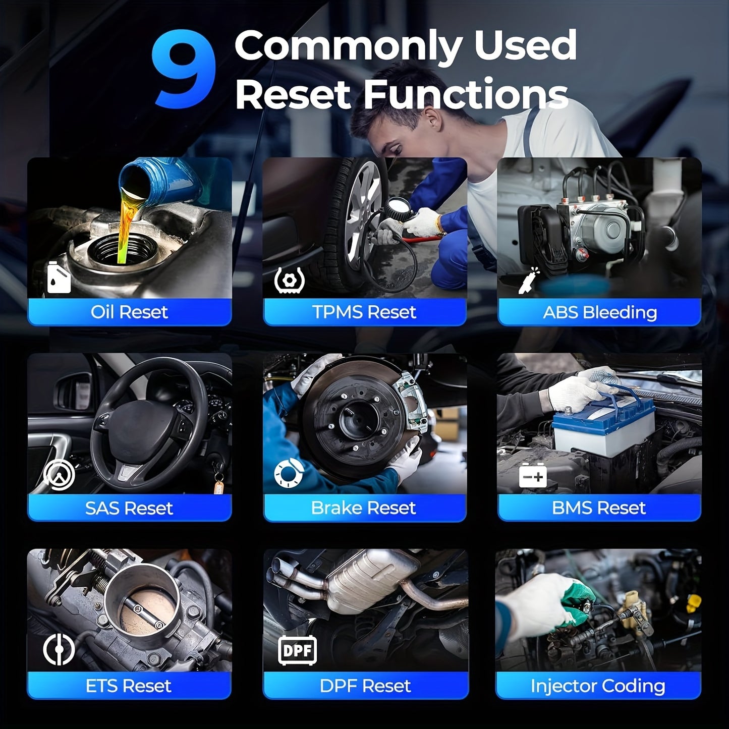 OBD2 Autodiagnose Tool – Foutcode Scanner – Diagnoseapparaat – Auto Scanner – Wi-Fi Verbinding – 9 Resetfuncties – USB-Aangedreven