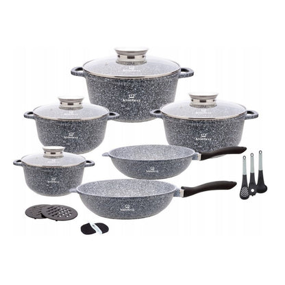 17-delige Kookset – Pannenset – Koekenpannenset – Inductie Kookgerei – Keramische Pannen – Lichtgewicht Aluminium – PFOA-vrije Antiaanbaklaag