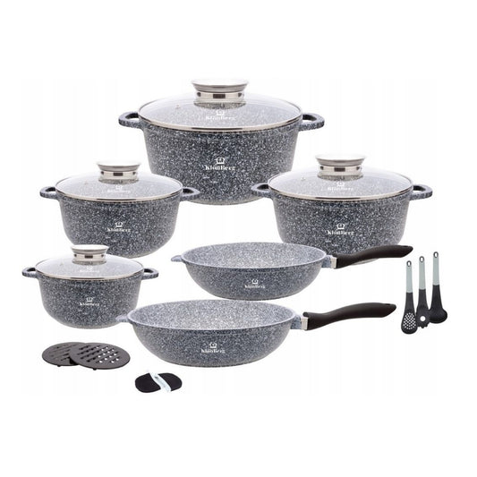 17-delige Kookset – Pannenset – Koekenpannenset – Inductie Kookgerei – Keramische Pannen – Lichtgewicht Aluminium – PFOA-vrije Antiaanbaklaag