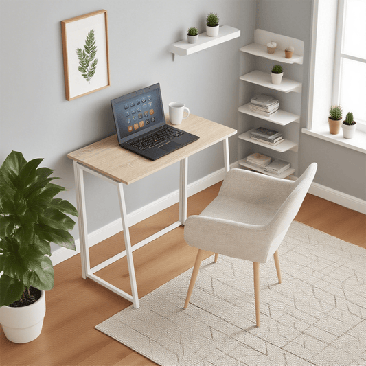 Opvouwbaar Bureau – Werkplek – Studieplek – Tafel – Schrijfplek – Scandinavisch Design – Eikenhout – Metalen Frame – Compact 41,5x80x74 cm