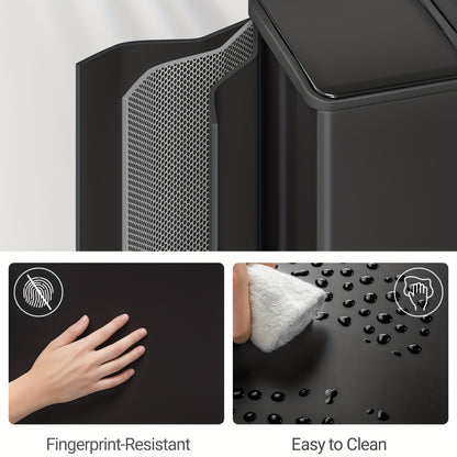 Stainless Steel Kitchen Trash Can with 3-Compartment Waste Sorting System, 45L Total Capacity (3 x 15L) - Heavy-Duty Rectangular Design, Quiet Slow-Lowering Lid - QUORE