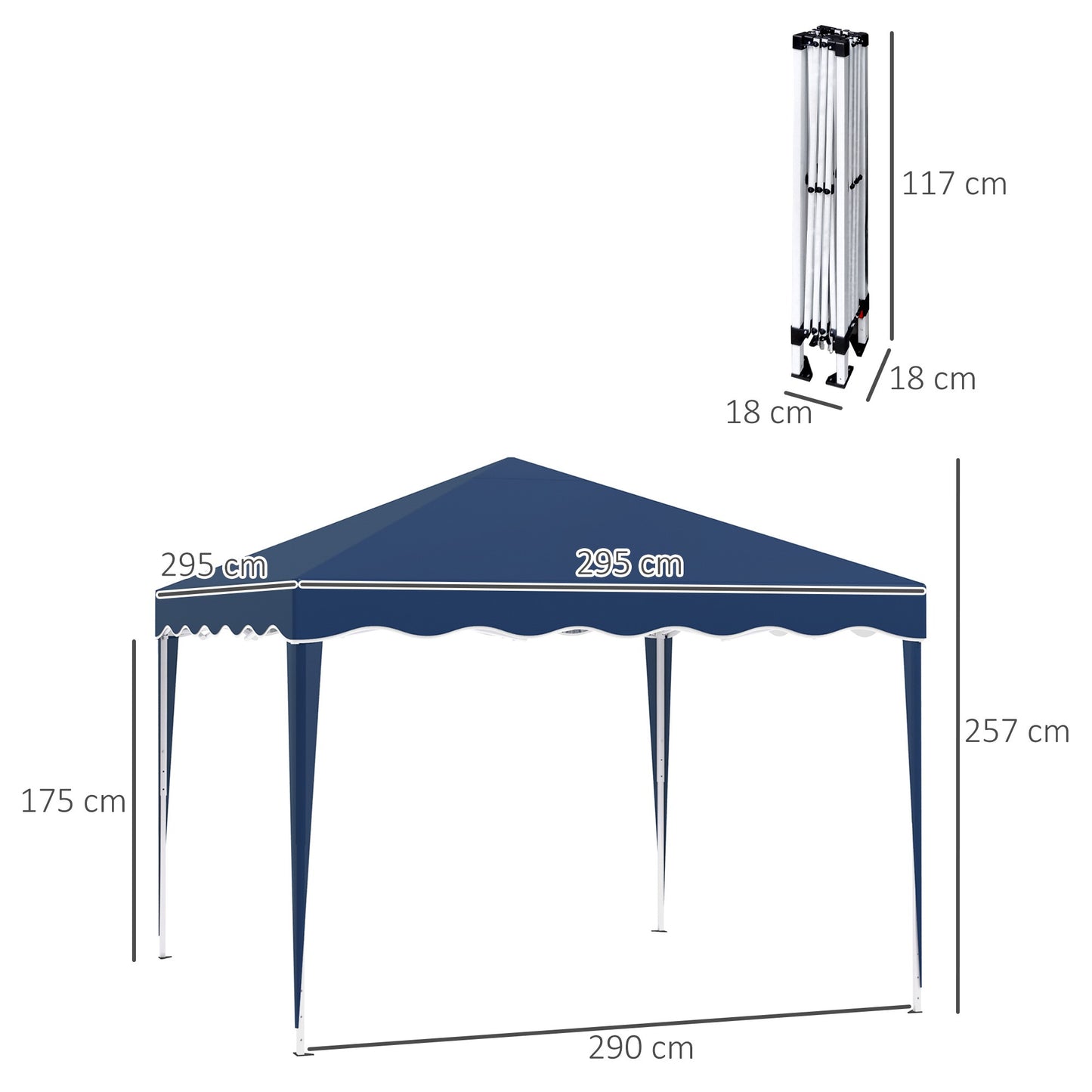 Partytent – Tuinpaviljoen – Feesttent – Vouwtent – Easy-up – 3x3 Meter – UV Bescherming – Verstelbare Hoogte – Stalen Frame – Oxford Stof – Blauw
