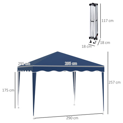 Partytent – Tuinpaviljoen – Feesttent – Vouwtent – Easy-up – 3x3 Meter – UV Bescherming – Verstelbare Hoogte – Stalen Frame – Oxford Stof – Blauw