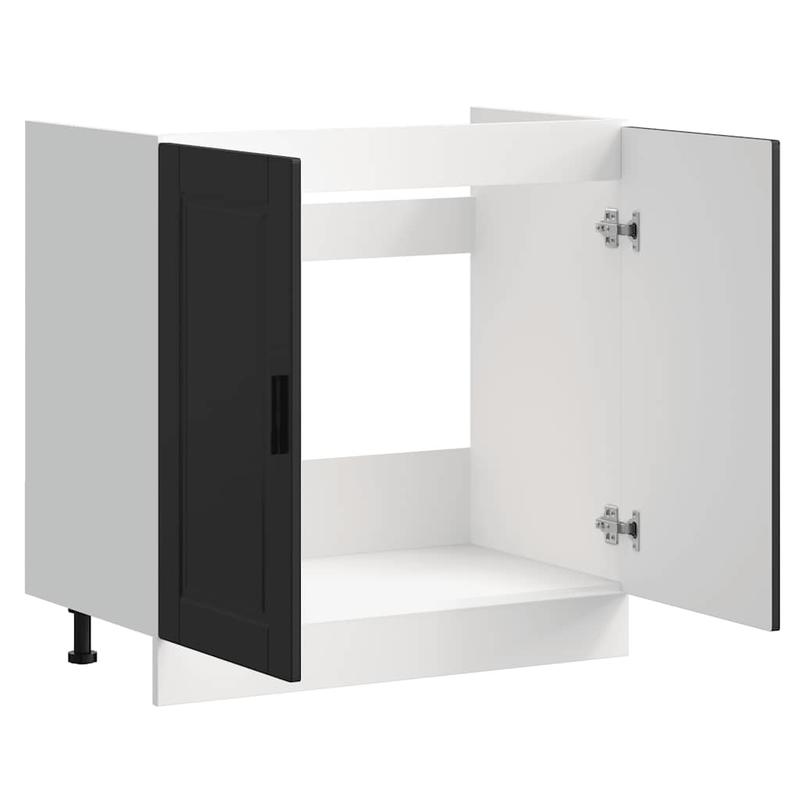 Keukenkast – Keukenopslag – Kasten – Keukenkastje – Keukenkast Met Deuren – Zwart-Wit Design – Hardhouten Constructie – Compact 80x46x81,5 cm