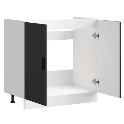 Keukenkast – Keukenopslag – Kasten – Keukenkastje – Keukenkast Met Deuren – Zwart-Wit Design – Hardhouten Constructie – Compact 80x46x81,5 cm