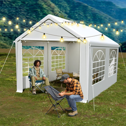 Party Tent Garden Pavilion Foldable Tent Camping Tent with Side Panels and Windows for Party, Market Stall, and Outdoor Camping (3x4m/3x6m)