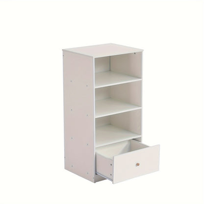 Boekenkast – Boekenkastje – Opbergkast – Wandkast – Dressoir – Wit – Stil Schuiflade – 3-Lagen Opbergruimte – Vrijstaand Zonder Stroom