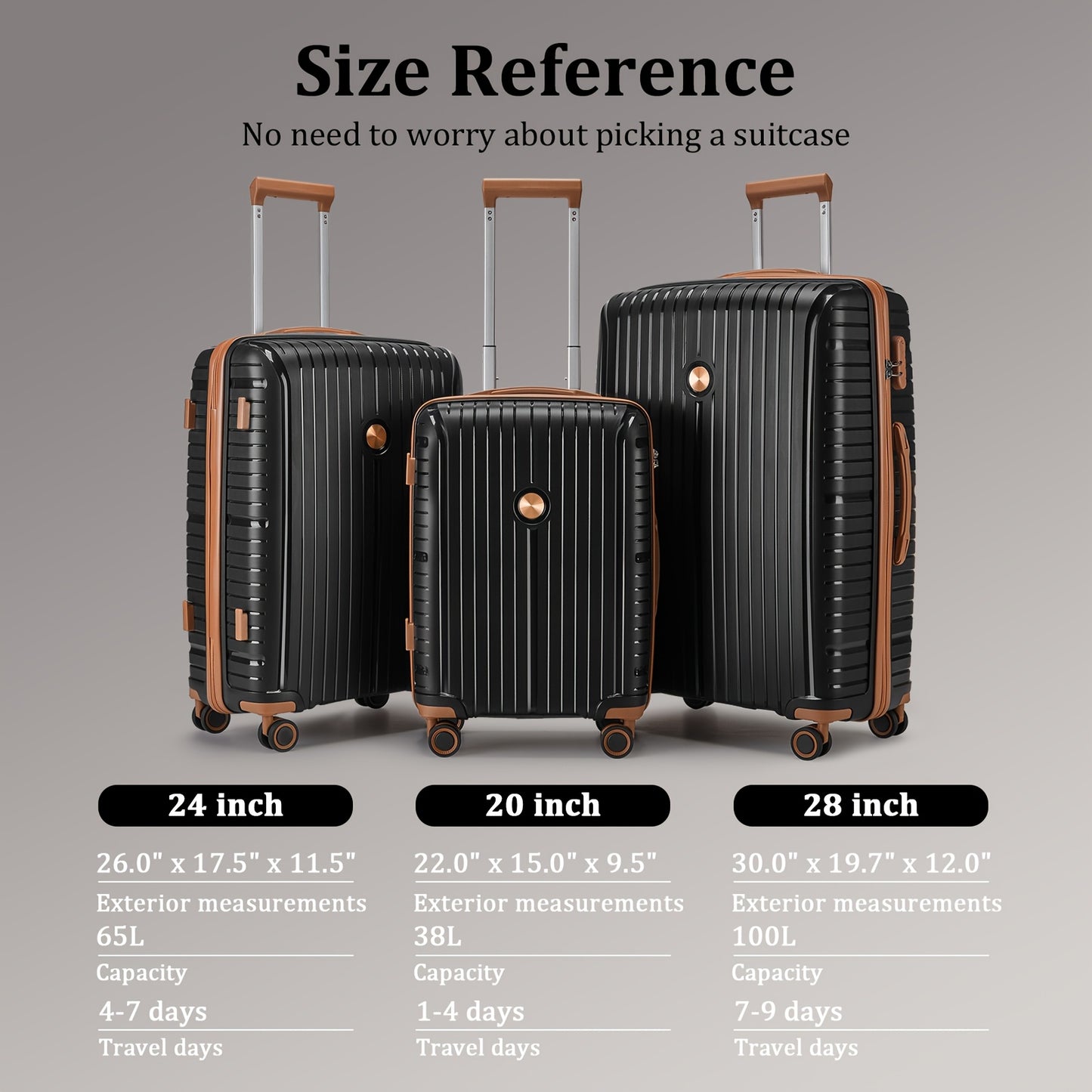 Kofferset – Reiskoffer Set – Trolley Koffer – Handbagage Koffer – Ruimbagage Koffer – ABS Harde Schaal – Lichtgewicht met TSA-Combinatieslot en Draagtas