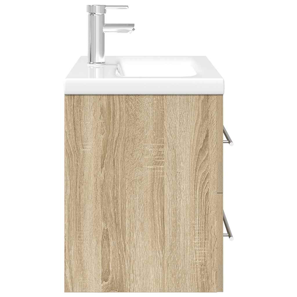 Badkamermeubel – Wastafelmeubel – Badkamerkast – Wandmeubel – Badkamermeubelset Sonoma Eiken – Compact 100x38,5x48 cm – Vochtbestendig Hout
