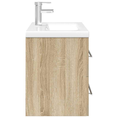 Badkamermeubel – Wastafelmeubel – Badkamerkast – Wandmeubel – Badkamermeubelset Sonoma Eiken – Compact 100x38,5x48 cm – Vochtbestendig Hout