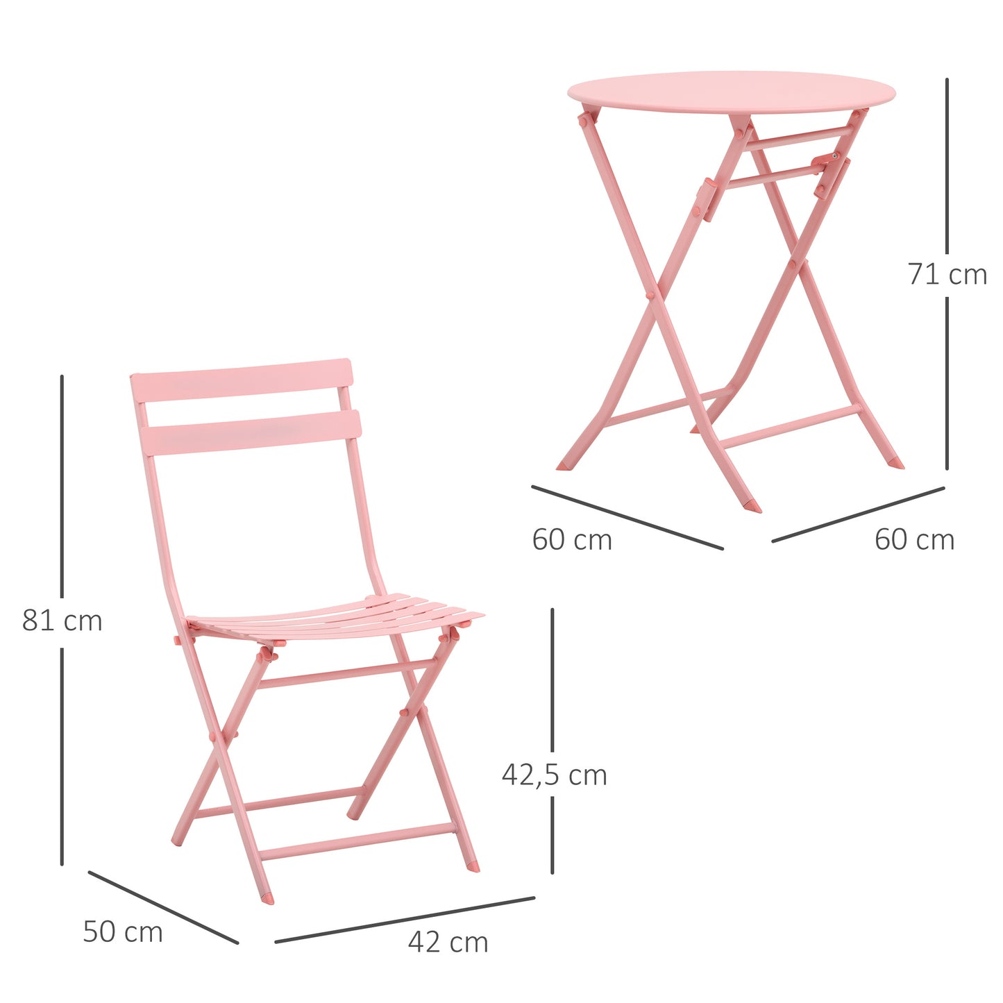 3-Delige Tuinset – Balkonset – Bistroset – Inklapbare Tuinmeubels – Tuinstoelen – Groen – compact & inklapbaar – duurzaam gepoedercoat metaal