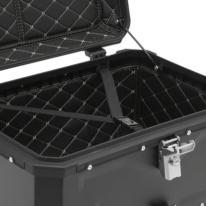 Motorbox – Motorkoffer – Topkoffer – Bagagekoffer – Motoruitrusting – 65 Liter Inhoud – Stevig Aluminium & Carbonstaal – Veilig Slot & Schokdempende Voering – Zwart