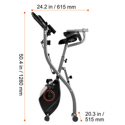 3-in-1 Hometrainer – Opvouwbare Fiets – Fitnessfiets – Binnenfiets – Spinningfiets – Oranje Zwart – Instelbare Magnetische Weerstand – Stabiel Stalen Frame