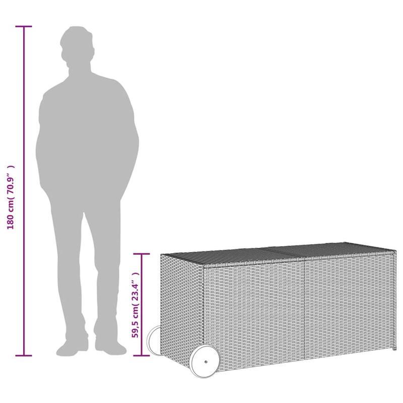 Opbergkist Tuin – Tuinkussenbox – Tuinbox – Opbergbox – Tuinmeubelbox – 283 Liter Inhoud – Weerbestendig PE Rattan Met 4 Wielen En Mobiel