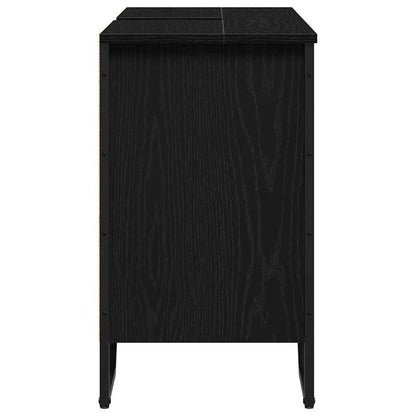 Badkamerkast – Badkamermeubel – Opbergkast – Waskast – Toiletkast – Zwarte Eiken – Compact 91x35x60 cm – MDF en Massief Hout – Wandhangend – Ruimtebesparend