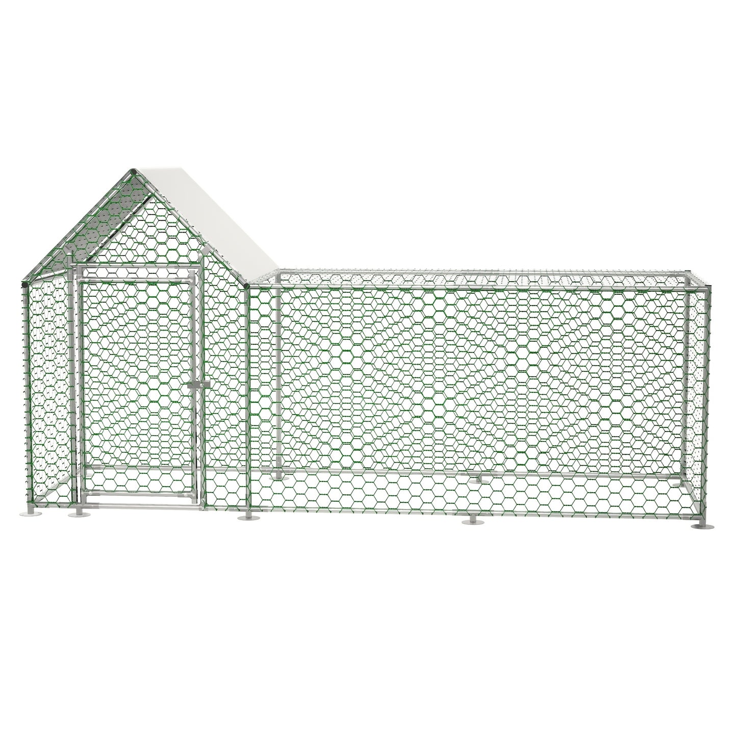 Buitenren kippenren – kippenhok – dierenren – konijnenren – 3x1x1,5 meter – gegalvaniseerd staal – waterdicht PE-zeildoek – slot veiligheid