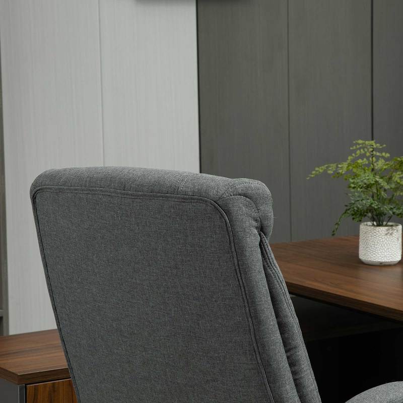 Ergonomic Office Chair with Rocking Function, Height-Adjustable Swivel Desk Chair with Padded Armrests & Headrest, Heavy-Duty Metal/Plastic Frame, Manual Recline Mechanism, Grey -Friendly Rolling Chair for & Corporate Workspa