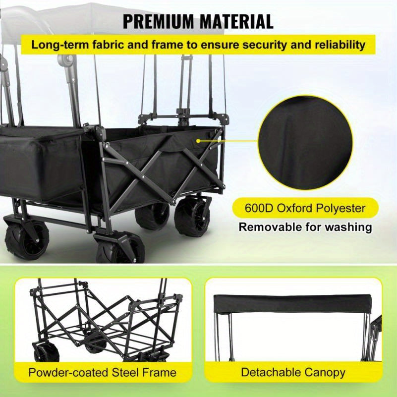 Multifunctionele Bolderwagen – Opvouwbare Wagen – Transportkar – Strandwagen – Tuinwagen – 600D Oxford Materiaal – Grote All-Terrain Wielen