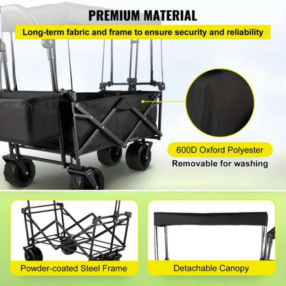Multifunctionele Bolderwagen – Opvouwbare Wagen – Transportkar – Strandwagen – Tuinwagen – 600D Oxford Materiaal – Grote All-Terrain Wielen