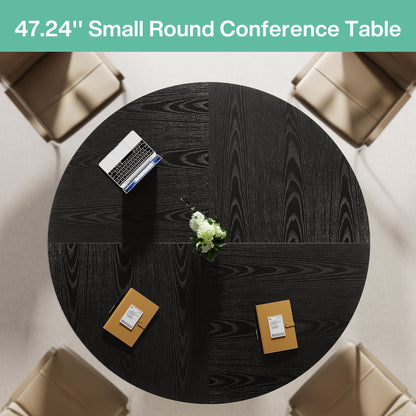 Ronde Vergadertafel – Vergadertafel – Werktafel – Eettafel – Overlegruimte – Compact 120 cm – Houten Blad Met Metalen Onderstel