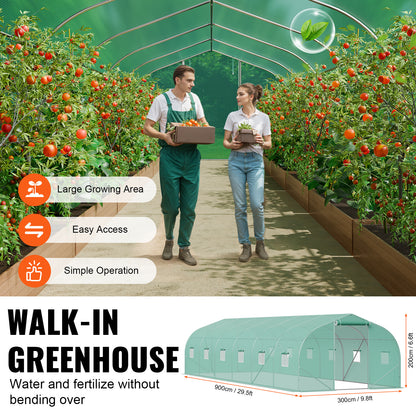 Kweektunnel – Groeikas – Tuintunnel – Plantentunnel – Tunnelkas – Verzinkt Stalen Frame – PE Folie 9 x 3 x 2 Meter – Walk-in Design