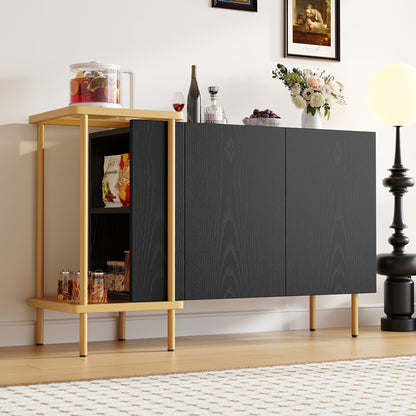 Sideboard – Dressoir – Opbergkast – Kast – Kasten – Zwart – Bamboe – 120x40x77,5 cm – Modern – Ruime Opbergruimte