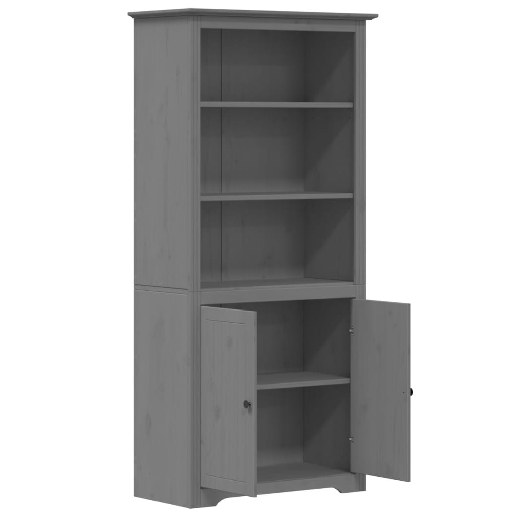 Boekenkast – Boekenkasten – Boekenrek – Vakkenkast – Opbergkast – Massief Grenenhout – 3 Open Planken en 2 Deuren – Frans Design – Compact 68 cm Hoog