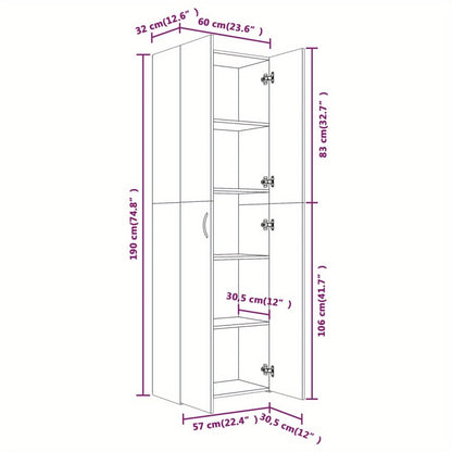 Archiefkast – Ladeblok – Dossierkast – Opbergkast – Kantoorkast – Smoked Oak – Hout – 60x32x190 cm – Multifunctioneel – Stevig