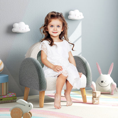 Kinderfauteuil – Kinderstoel – Kinderzitje – Peuterstoel – Kindersofa – Teddy Velvet Bekleding – Stevige Houten Pootjes – Ergonomisch Design – Regenboogpatroon – Voor 3-5 Jaar – Max 50 kg