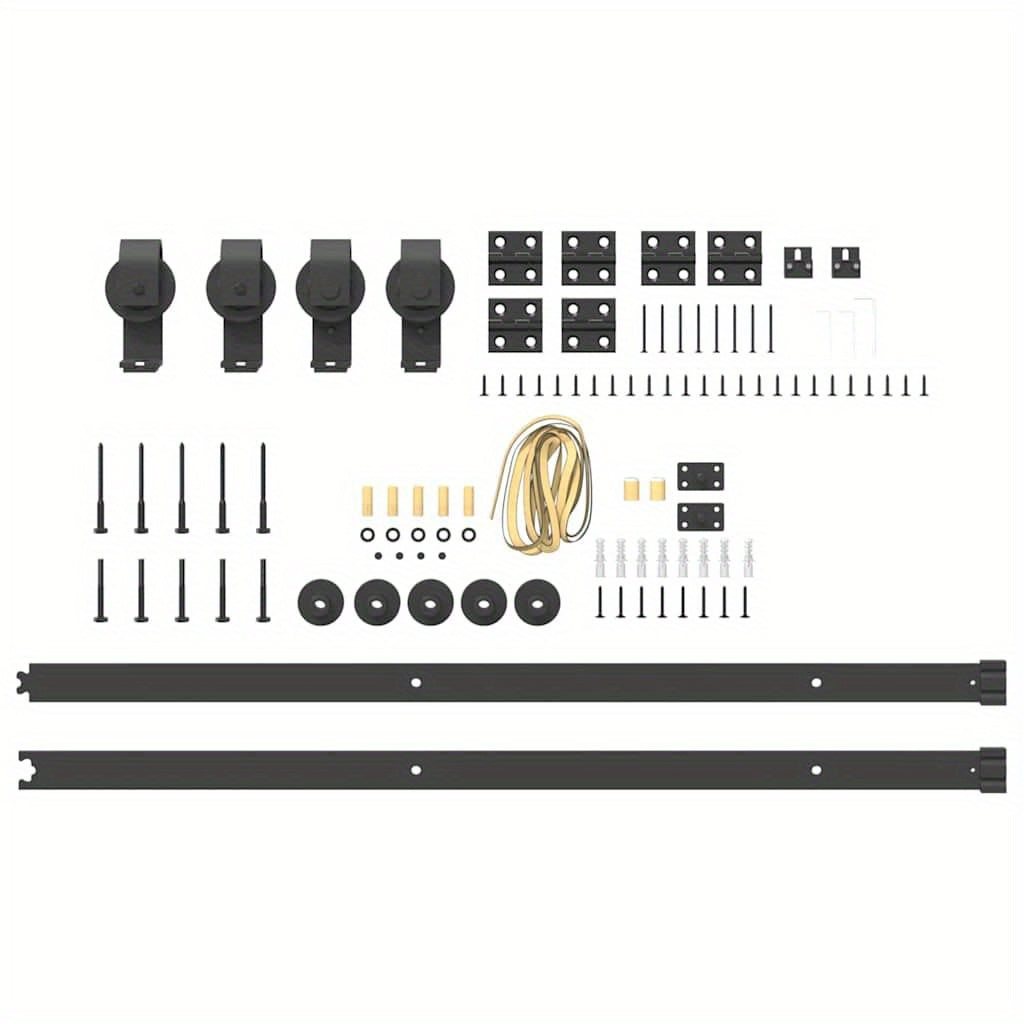 Schuifdeursysteem – Schuifdeurbeslag – Rail Systeem – Barn Deurbeslag – Schuifdeur Kit – Zwart Gepoedercoat Staal – 200 cm Rail – Draagvermogen 100 kg