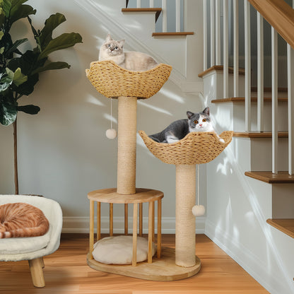 Krabpaal – Kattenboom – Krabmeubel – Kattenhuis – Krabton – 99 cm Hoog – Natuurlijk Hout en Sisal