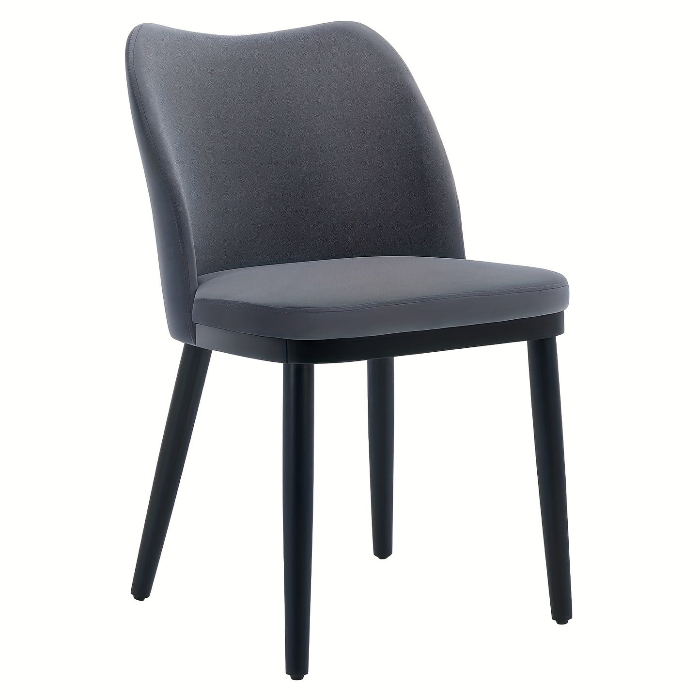 Set of 2 Modern White Dining Chairs with Black Legs - Sturdy Non-Wood Construction, Ergonomic Backrest & Seat, Easy Assembly, Space-Saving Design for Kitchen, Restaurant, Cafe, Home - Contemporary Minimalist Style, Durable Co