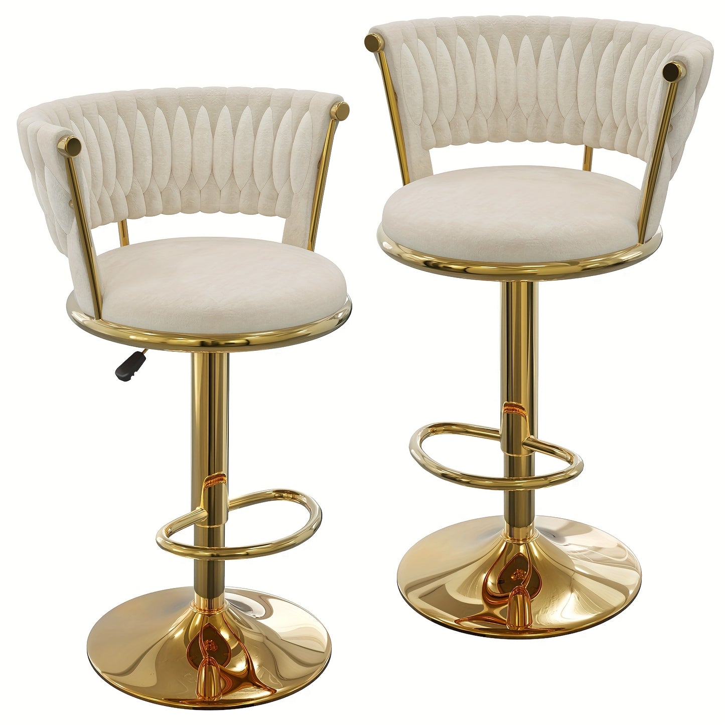 Barstoel – Barkruk – Barstoel Stoel – Keukenstoel – Set Van 2 – Luxe Velvet – Verstelbare Zithoogte – Goud Metaal – Duurzaam – Ruimtebesparend