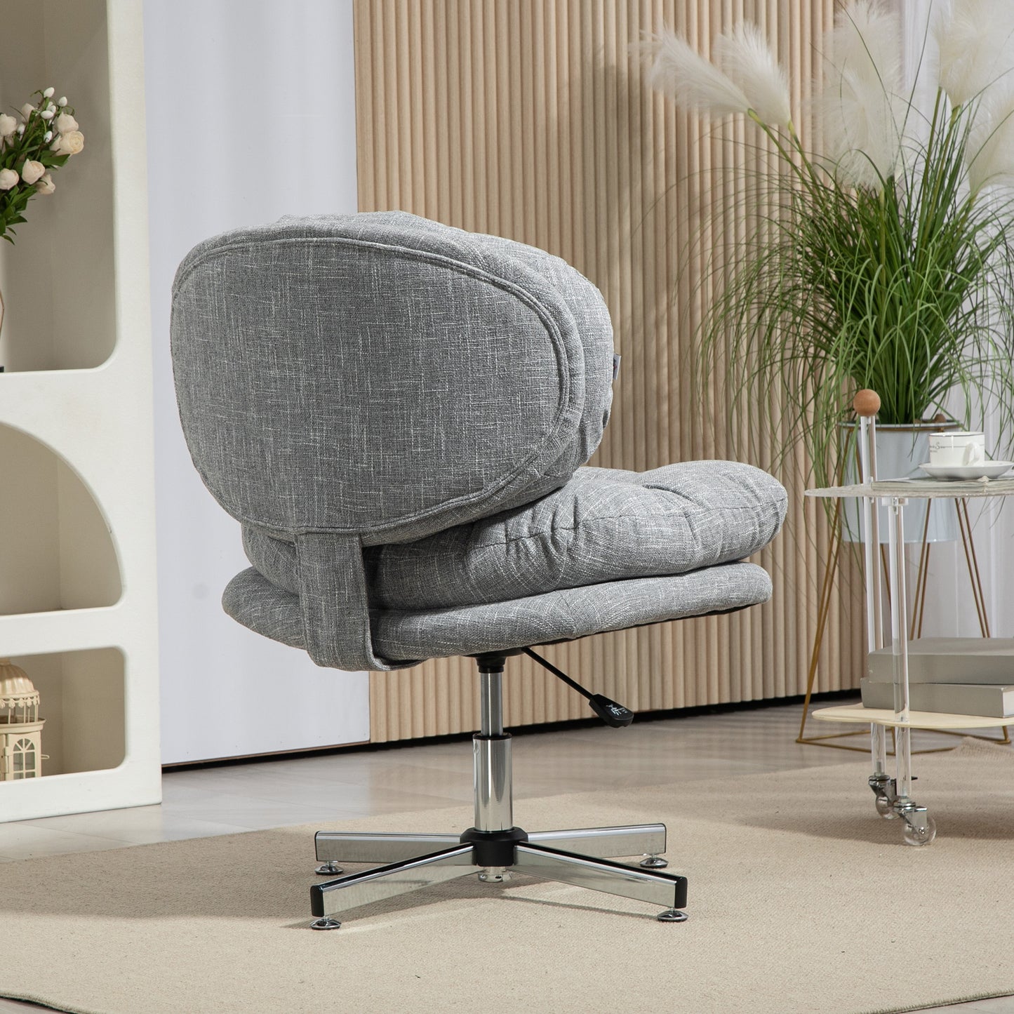 Bureaustoel – Kantoorstoel – Bureaustoelen – Draaistoel – Office Chair – Ergonomische Kantelfunctie – Hoogte Verstelbaar – Zacht Gewatteerd Zitvlak – Linnen Look – Grijs