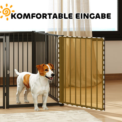 Hondenren – Puppyren – Puppy Omheining – Hondenbench – Dierenren – 8 Panelen Met Deur – Opvouwbaar & Draagbaar – Stevig Staal Zwart