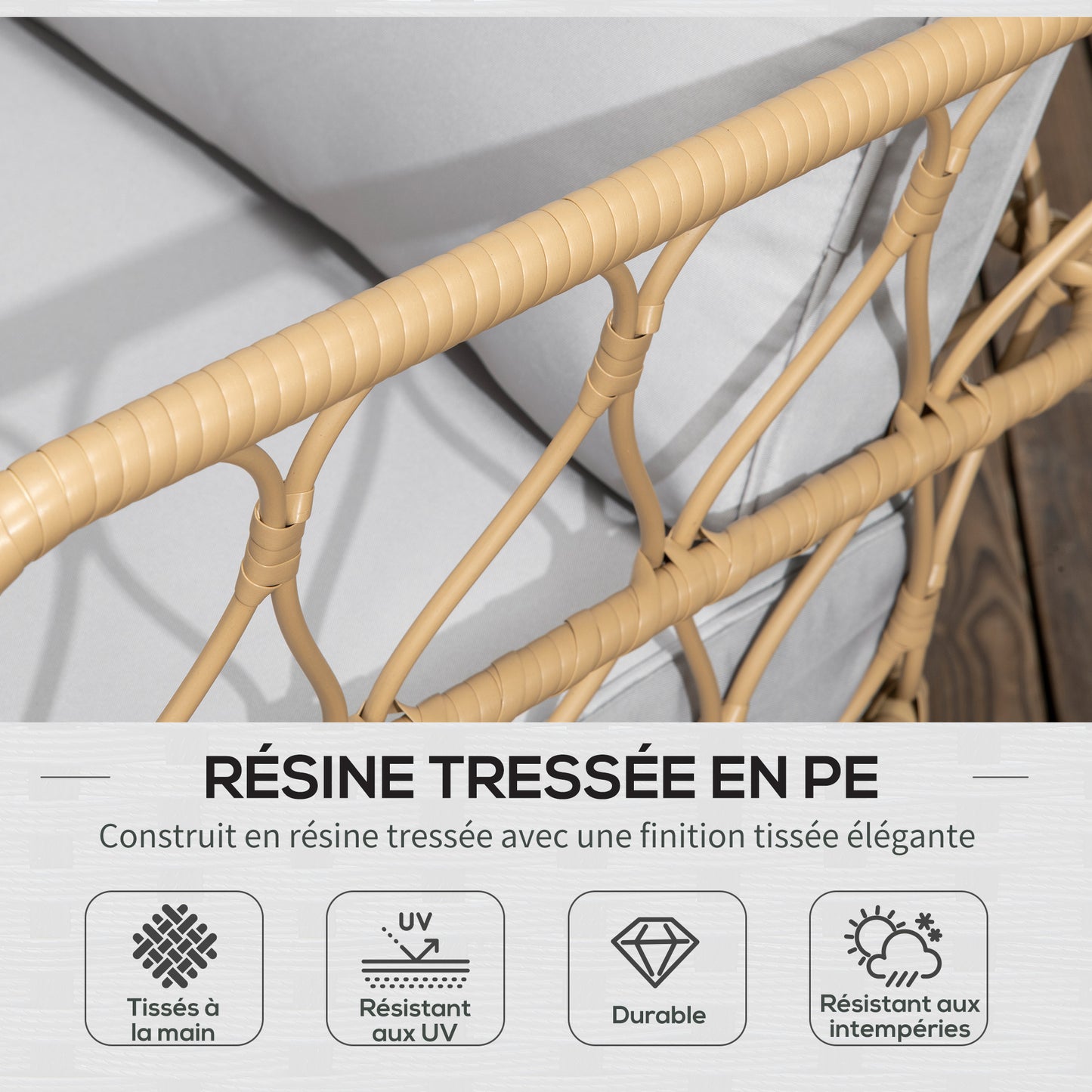 Tuinmeubelset – Tuinbank – Loungeset – Buitenmeubilair – Tuinset 4 Personen – Weerbestendig Metaal – Tempered Glass Tafelblad