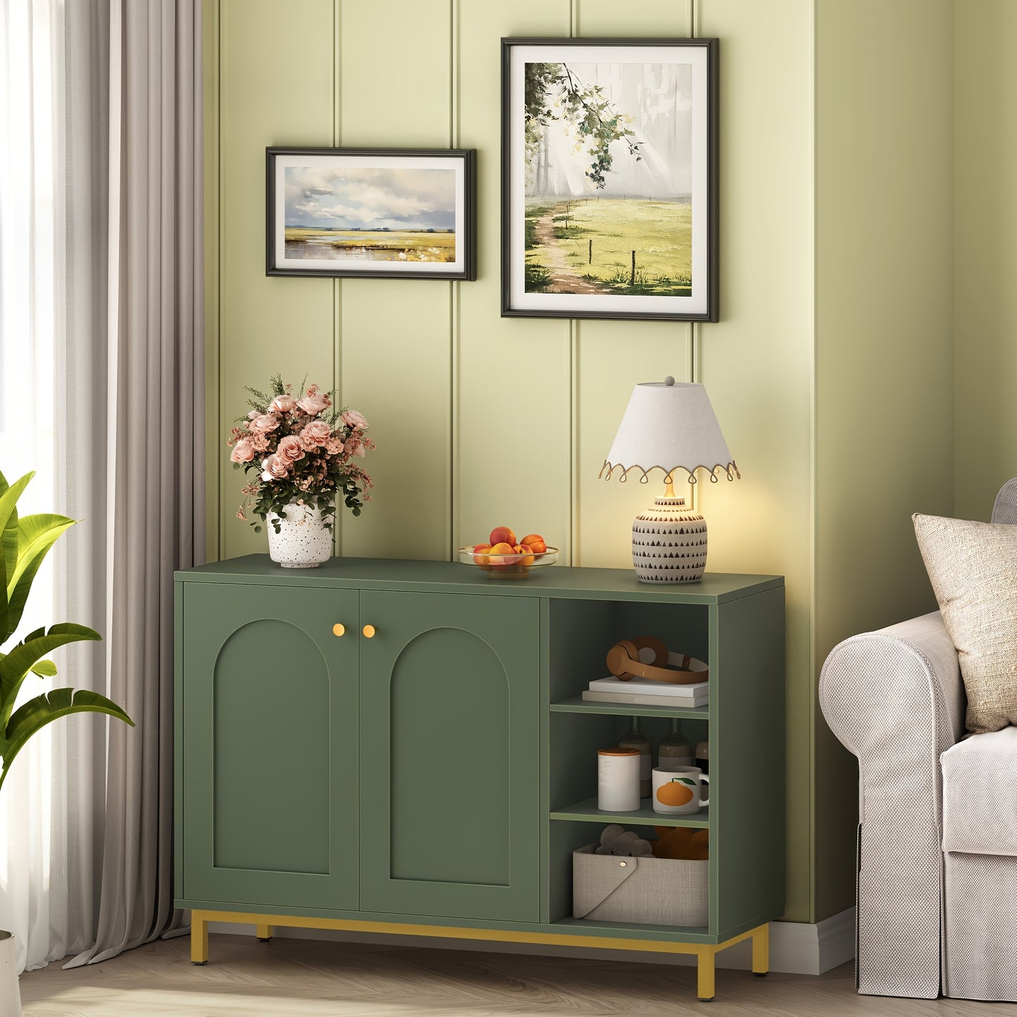 Badkamerkast – Badkamermeubel – Kolomkast – Opbergkast – Kast – Forest Green – 35x100x75 cm – Houtmateriaal – Verstelbare Plank