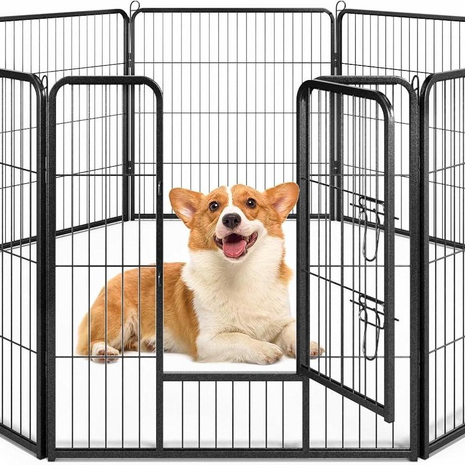 Hondenren – Speelren – Dierenren – Puppyren – Kattenren – Inklapbaar – Stabiel Zwart Metaal – 190x190x80 cm