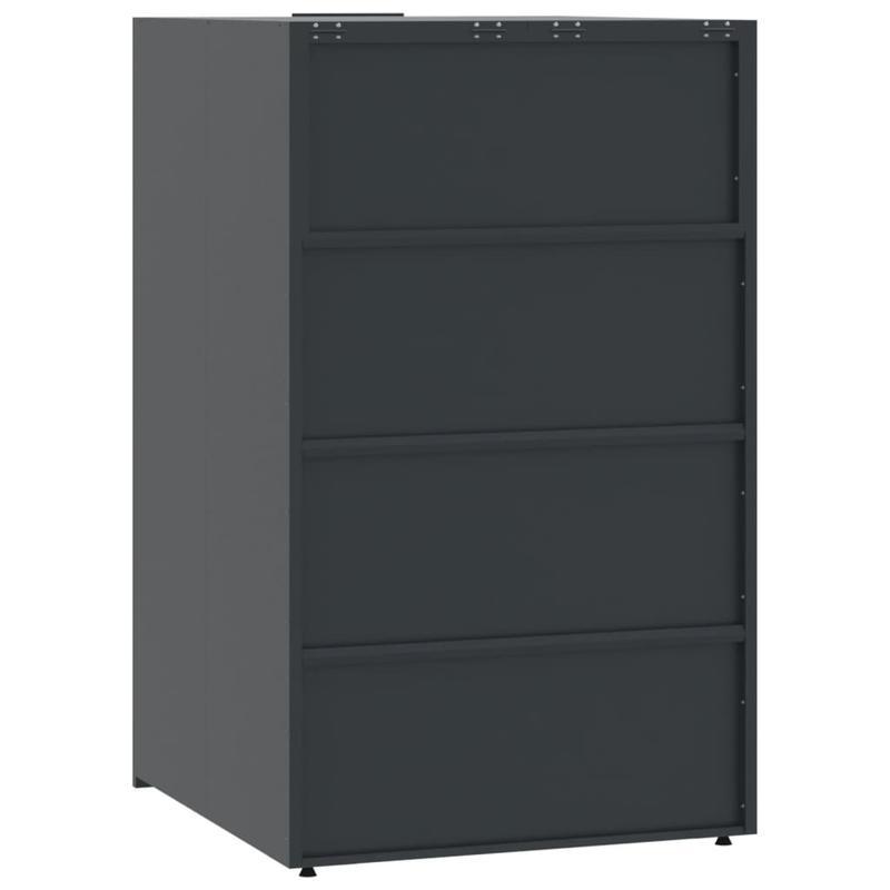 Afvalcontainer – Vuilnisbak – Afvalbak – Afvalemmer – Container – 2 Vaks – Stalen Behuizing – Wielen – Geventileerd Design – Ergonomische Handvatten – Antraciet – 138x79x117 cm – Zonder Elektriciteit