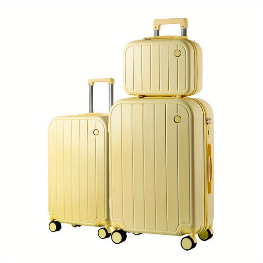 Kofferset – Reiskoffer – Trolley – Bagage – Handbagage – Lichtgeel – Krasbestendig PC Materiaal – 360° Stille Spinner Wielen