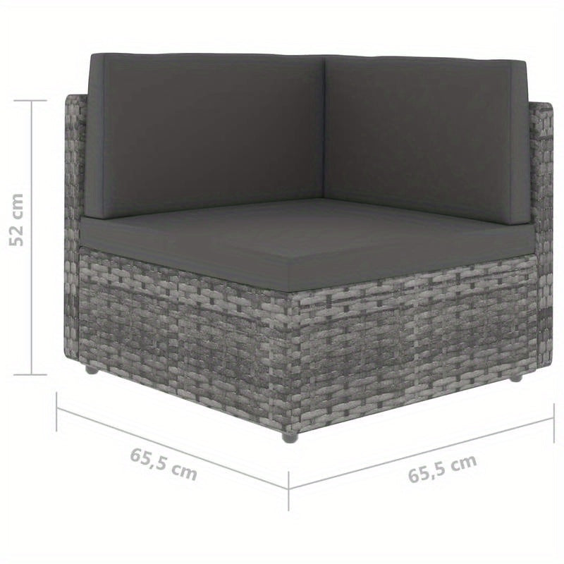 Loungebank Buiten – Loungeset Tuinbank – Buitenbank Modulaire Sofa – Allweather Bank Grijs – Weerbestendig Gevlochten Kunststof – Comfortabele Kussens Afneembaar