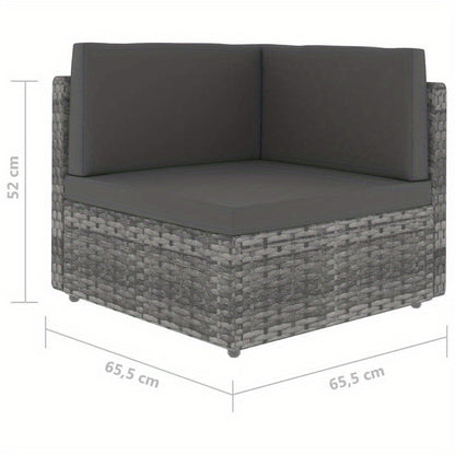Loungebank Buiten – Loungeset Tuinbank – Buitenbank Modulaire Sofa – Allweather Bank Grijs – Weerbestendig Gevlochten Kunststof – Comfortabele Kussens Afneembaar