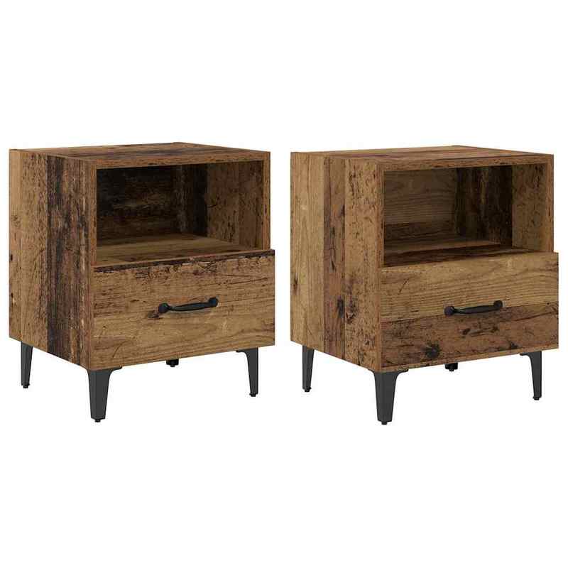 High-quality Nachtkastje 2pcs Oud hout 40 x 35 x 47.5cm Bewerkt hout, Bedroom Furniture, Classic Design, Handcrafted Wood, Apartment Living