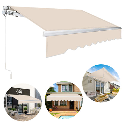 Uitvalscherm Balkonzonwering – Zonnescherm Terrasdoek – Slingerzonnescherm – Uitvalscherm Veranda – Beige Kleur – Aluminium Frame – 300x250 cm – UV-Bescherming